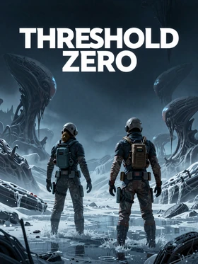 Snow Radio game cover - two survivors in a frozen alien wasteland