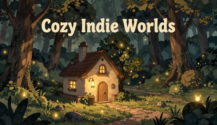 Blanket Fort Games collection - magical forest cottage with fireflies and warm lantern light